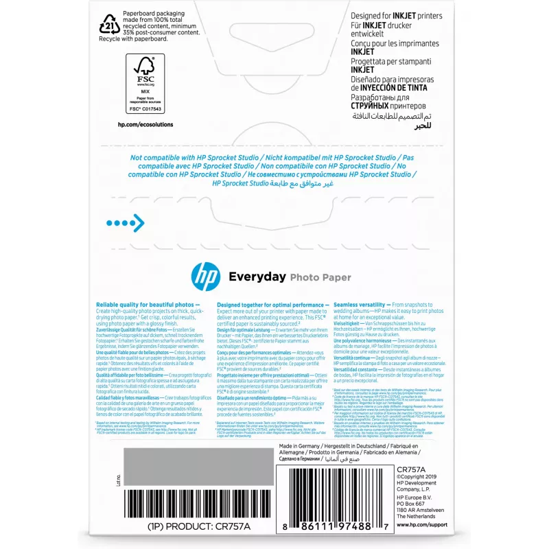 HP Everyday Photo Paper Glossy 200 g/m2 10 x 15 cm (101 x 152 mm) 100 sheets