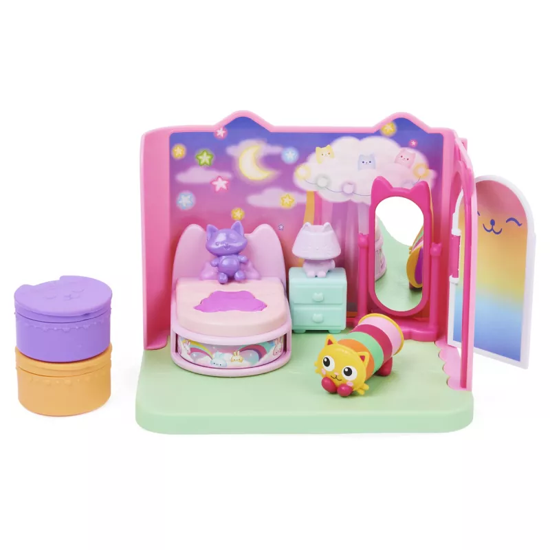 Gabby's Dollhouse , Sweet Dreams Bedroom with Pillow Cat Figure and 3 Accessories, 3 Furniture and 2 Deliveries, Kids Toys for Ages 3 and up