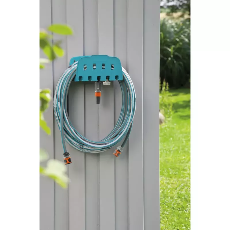 Gardena Wall-Mounted Hose Holder with Classic Hose 13 mm (1/2"), 20 m, Grey/Turquoise