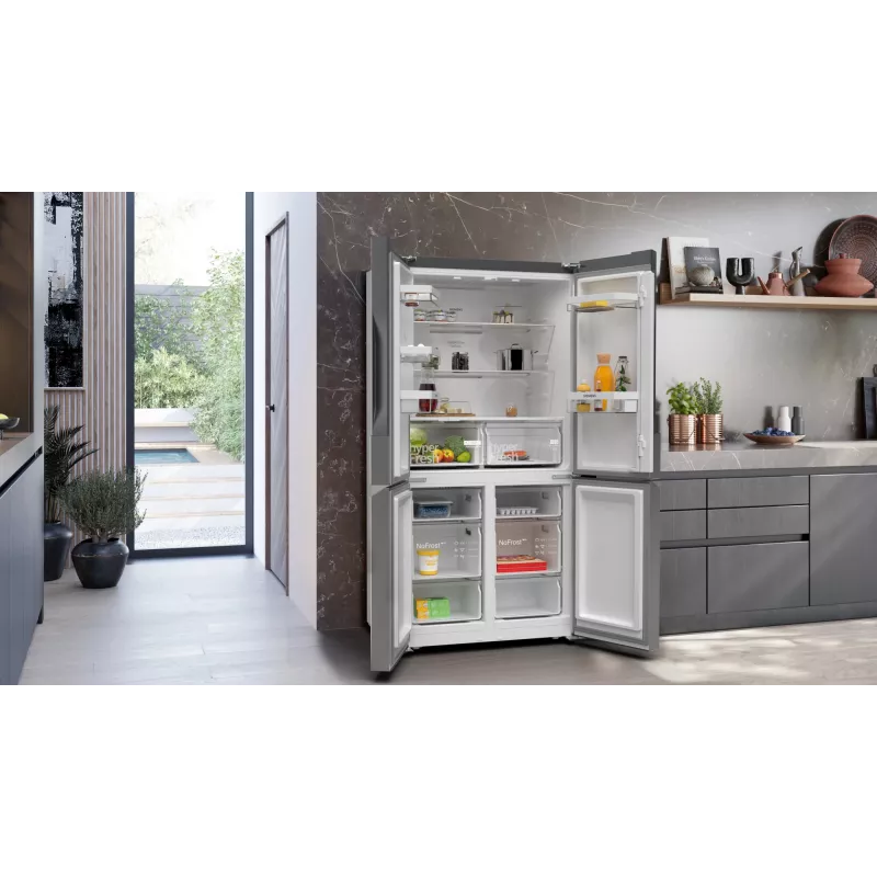 Siemens iQ300 KF96NVPEA side-by-side refrigerator Freestanding 605 L Silver