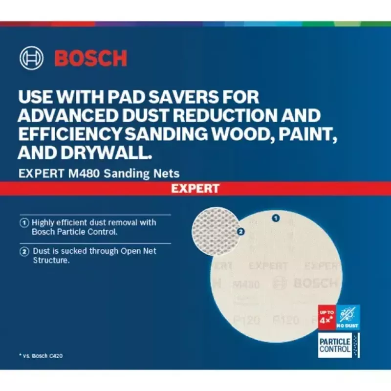 Sanding sheets Bosch Expert M480 150 mm K400, pack of 50 for eccentric sanders