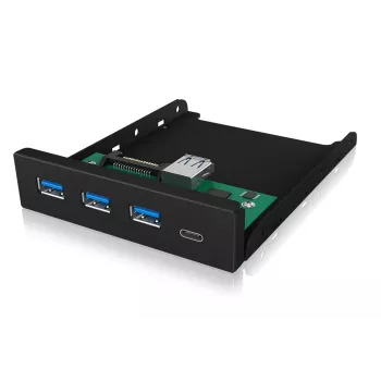 USB hub ICY BOX IB-HUB1418-i3 — GL3520/ASM1543 chipset, black, 101×137×25 mm