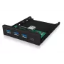 USB hub ICY BOX IB-HUB1418-i3 — GL3520/ASM1543 chipset, black, 101×137×25 mm