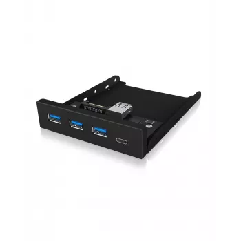USB hub ICY BOX IB-HUB1418-i3 — GL3520/ASM1543 chipset, black, 101×137×25 mm