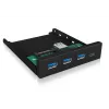 USB hub ICY BOX IB-HUB1418-i3 — GL3520/ASM1543 chipset, black, 101×137×25 mm