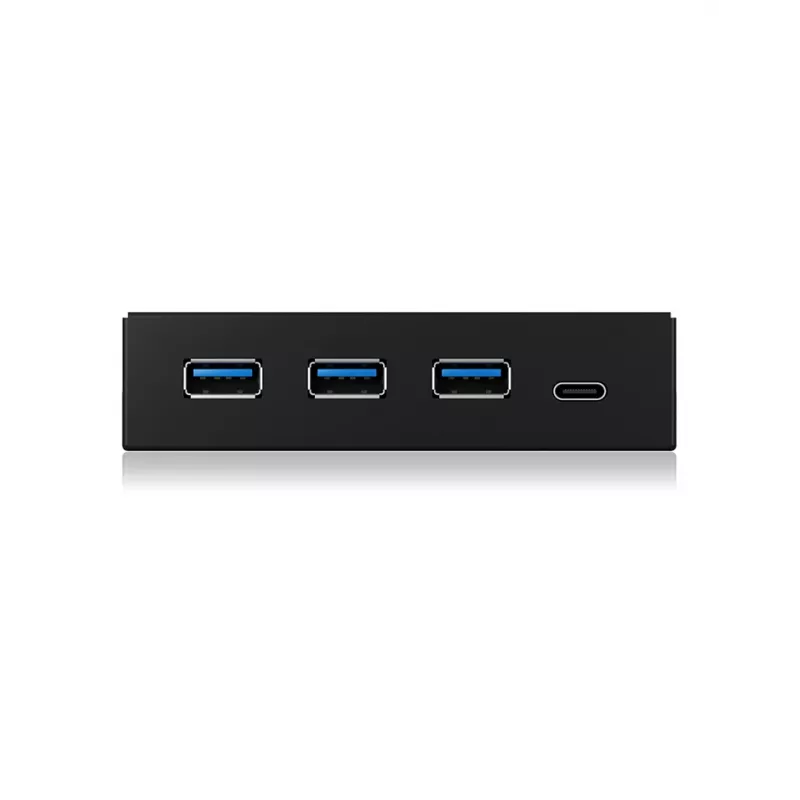 USB hub ICY BOX IB-HUB1418-i3 — GL3520/ASM1543 chipset, black, 101×137×25 mm