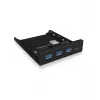 USB hub ICY BOX IB-HUB1418-i3 — GL3520/ASM1543 chipset, black, 101×137×25 mm