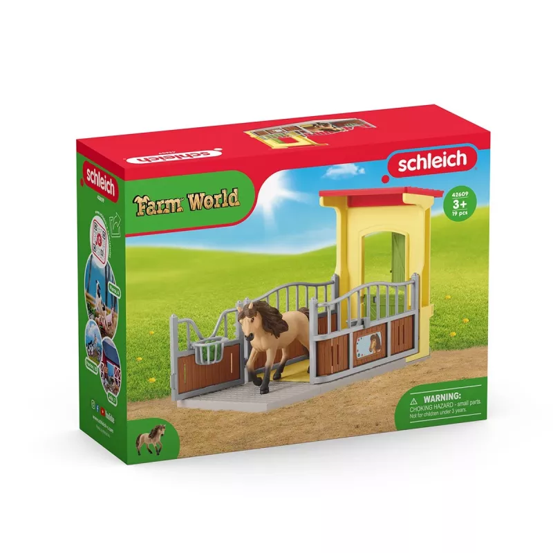 schleich FARM WORLD Pony Box with Iceland Pony Stallion, Farm, Buildings, Farm animals / farm toys, Horse Stable, Horses, 3 yr(s), Multicolour