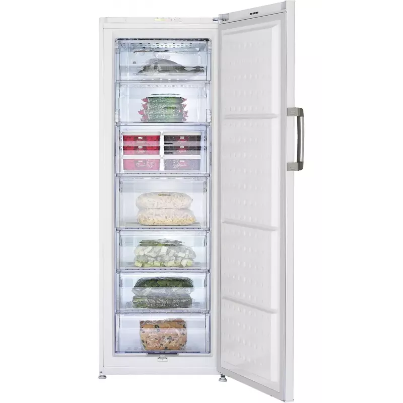 Upright freezer BEKO FS127940N — 244 L net capacity, E class, 13 kg/24h, white