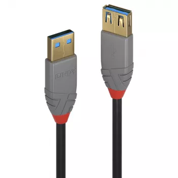 Lindy 3m USB 3.2 Type A Extension Cable, 5Gbps, Anthra Line, 3 m, USB A, USB A, USB 3.2 Gen 1 (3.1 Gen 1), 5 Gbit/s, Black