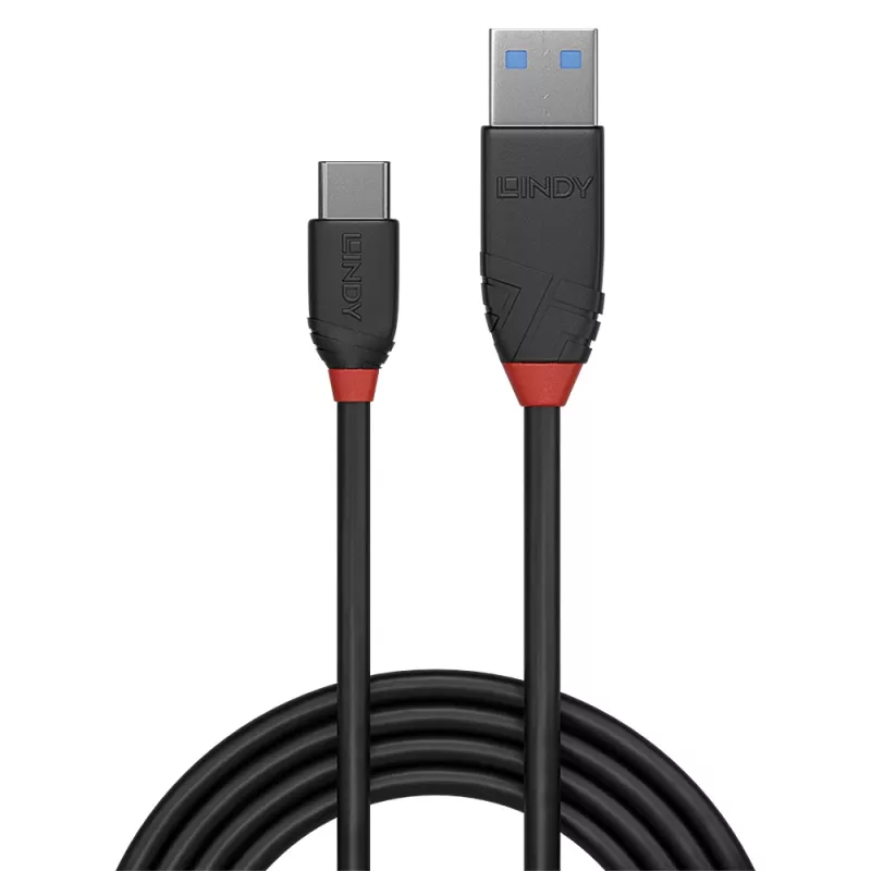 Lindy 1.5m USB 3.2 Type A to C Cable, 10Gbps, Black Line, 1.5 m, USB A, USB C, USB 3.2 Gen 1 (3.1 Gen 1), 10 Gbit/s, Black