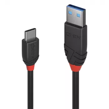 Lindy 1m USB 3.2 Type A to C Cable, 10Gbps, Black Line, 1 m, USB A, USB C, USB 3.2 Gen 1 (3.1 Gen 1), 10 Gbit/s, Black