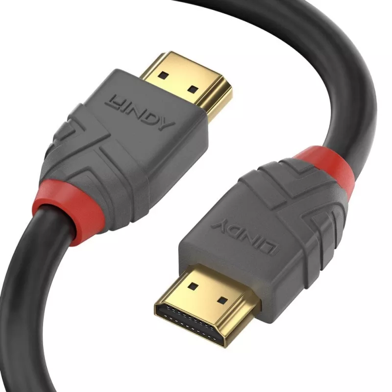 Lindy 1m High Speed HDMI Cable, Anthra Line, 1 m, HDMI Type A (Standard), HDMI Type A (Standard), 4096 x 2160 pixels, 18 Gbit/s, Black, Grey