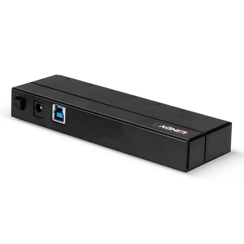 Lindy 7 Port USB 3.0 Hub, USB 3.2 Gen 1 (3.1 Gen 1) Type-A, USB 3.2 Gen 1 (3.1 Gen 1) Type-A, USB 3.2 Gen 1 (3.1 Gen 1), 5000 Mbit/s, Black, Plastic