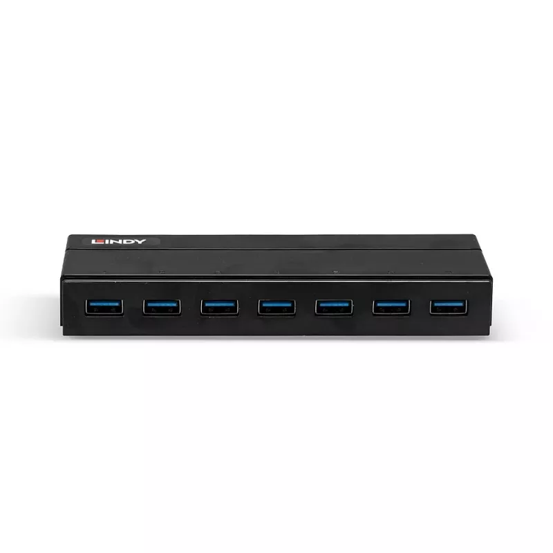 Lindy 7 Port USB 3.0 Hub, USB 3.2 Gen 1 (3.1 Gen 1) Type-A, USB 3.2 Gen 1 (3.1 Gen 1) Type-A, USB 3.2 Gen 1 (3.1 Gen 1), 5000 Mbit/s, Black, Plastic