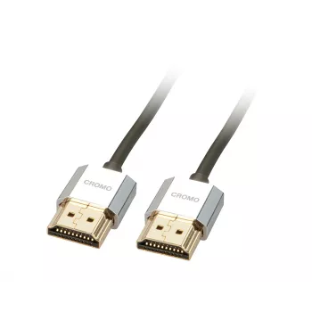 Lindy 1m CROMO Slim High Speed HDMI Cable with Ethernet, 1 m, HDMI Type A (Standard), HDMI Type A (Standard), 3D, Black