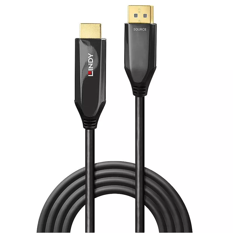 Lindy 2m Active DisplayPort 1.4 to HDMI 8K60 Cable, 2 m, HDMI Type A (Standard), DisplayPort, Male, Male, Straight