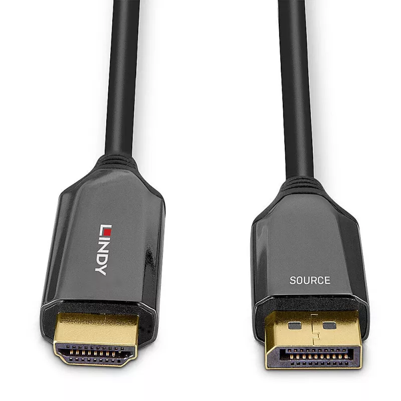 Lindy 2m Active DisplayPort 1.4 to HDMI 8K60 Cable, 2 m, HDMI Type A (Standard), DisplayPort, Male, Male, Straight