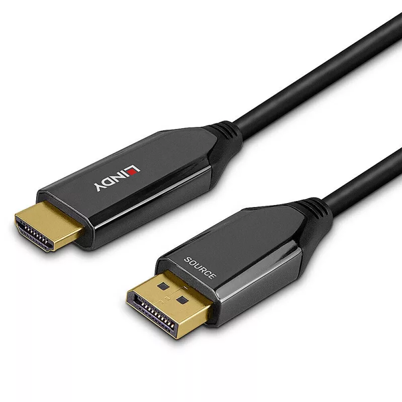 Lindy 2m Active DisplayPort 1.4 to HDMI 8K60 Cable, 2 m, HDMI Type A (Standard), DisplayPort, Male, Male, Straight