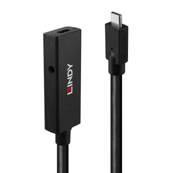 Lindy 5m USB 3.2 Gen 2 C/C Active Extension, 5 m, USB C, USB C, USB 3.2 Gen 2 (3.1 Gen 2), 10 Gbit/s, Black