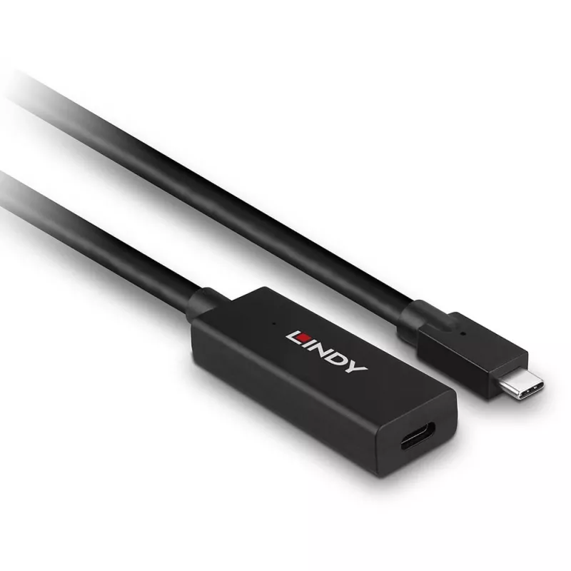 Lindy 5m USB 3.2 Gen 2 C/C Active Extension, 5 m, USB C, USB C, USB 3.2 Gen 2 (3.1 Gen 2), 10 Gbit/s, Black