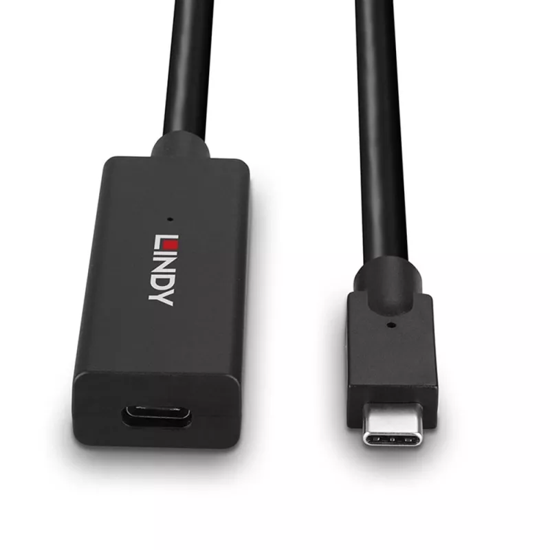 Lindy 5m USB 3.2 Gen 2 C/C Active Extension, 5 m, USB C, USB C, USB 3.2 Gen 2 (3.1 Gen 2), 10 Gbit/s, Black