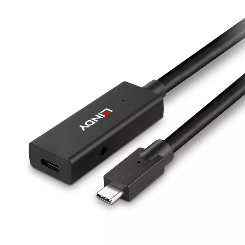 Lindy 5m USB 3.2 Gen 2 C/C Active Extension, 5 m, USB C, USB C, USB 3.2 Gen 2 (3.1 Gen 2), 10 Gbit/s, Black