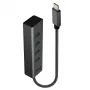 Lindy 4 Port USB 3.2 Type C Hub, USB 3.2 Gen 1 (3.1 Gen 1) Type-C, USB 3.2 Gen 1 (3.1 Gen 1) Type-A, 5000 Mbit/s, Grey, Aluminium, Plastic, 0.3 m