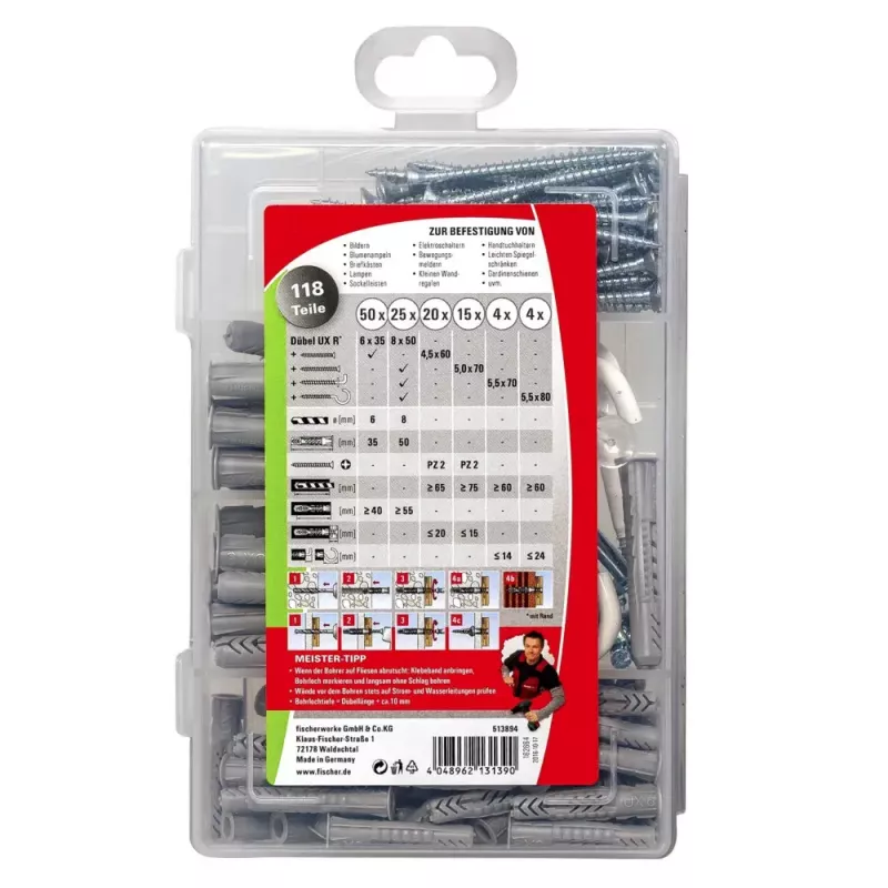 Screw & wall plug kit Fischer MEISTER-BOX UX 75 pc(s)