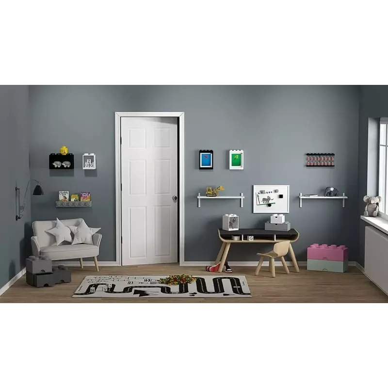 room copenhagen LEGO Brick Shelf 8+4 black — modular wall shelf with 2 shelves