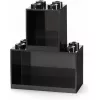 room copenhagen LEGO Brick Shelf 8+4 black — modular wall shelf with 2 shelves