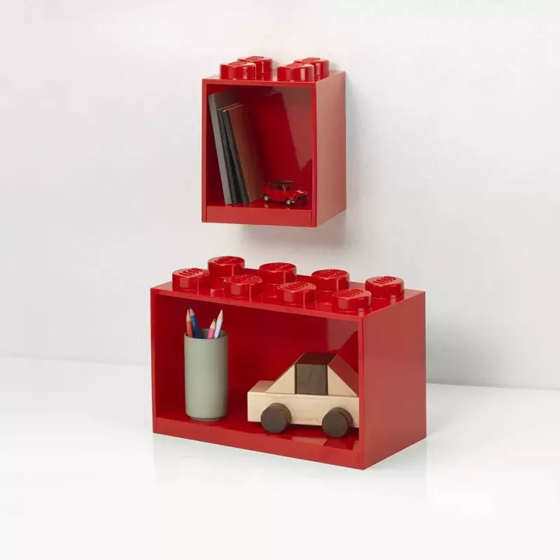Shelf Room Copenhagen LEGO Brick Shelf 8+4 Red, 2 shelves