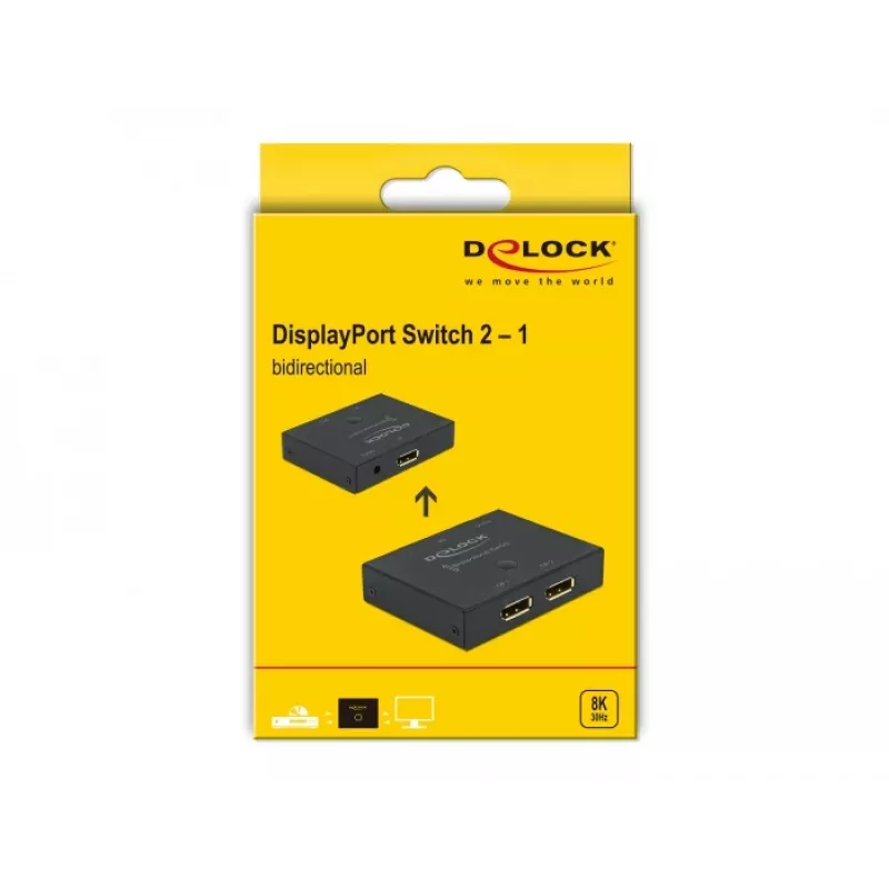DELOCK DisplayPort 2 - 1 Switch - bidirectional 8K 30Hz