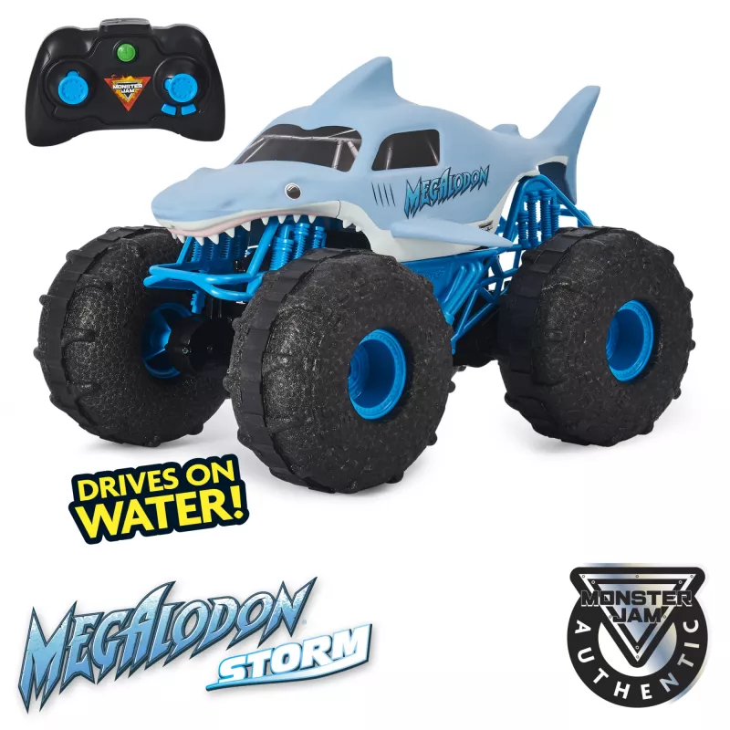 Monster Jam , Official Megalodon STORM All-Terrain Remote Control Monster Truck, 1:15 Scale
