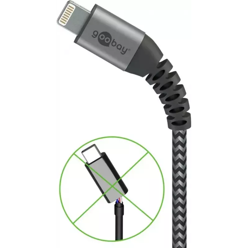 Lightning Cable Wentronic 49267 0.5m Black Grey