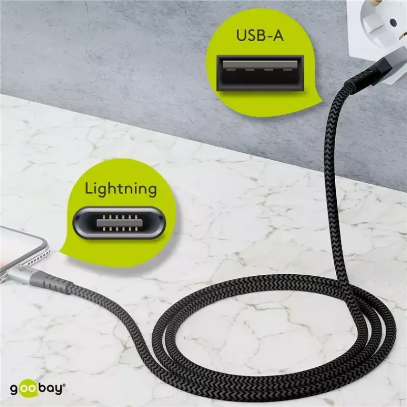 Lightning Cable Wentronic 49267 0.5m Black Grey