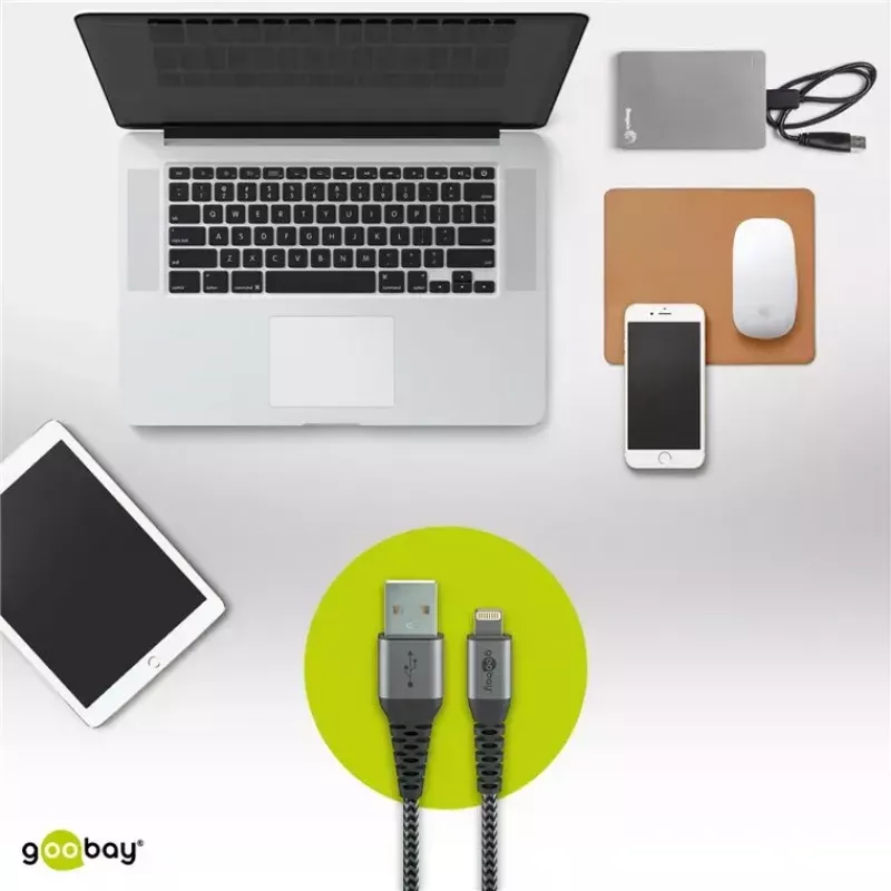 Lightning Cable Wentronic 49267 0.5m Black Grey