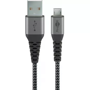 USB cable Wentronic 49282 USB 2.0 1 m Micro-USB B USB A Black Grey