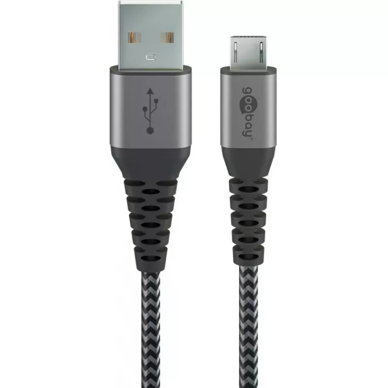 USB cable Wentronic 49282 USB 2.0 1 m Micro-USB B USB A Black Grey