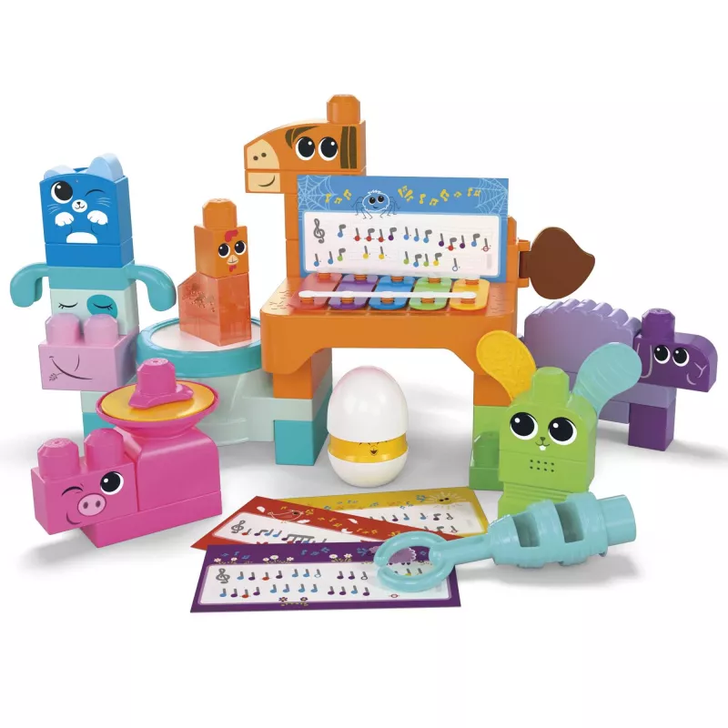 MEGA BLOKS Fisher Price Musical Farm Band Sensory Block Toy (45 Pieces) for Toddler
