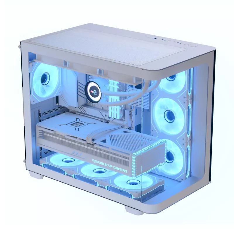 PC Case Aerocool P500C Midi Tower White ATX Side PSU 3x120mm Fans