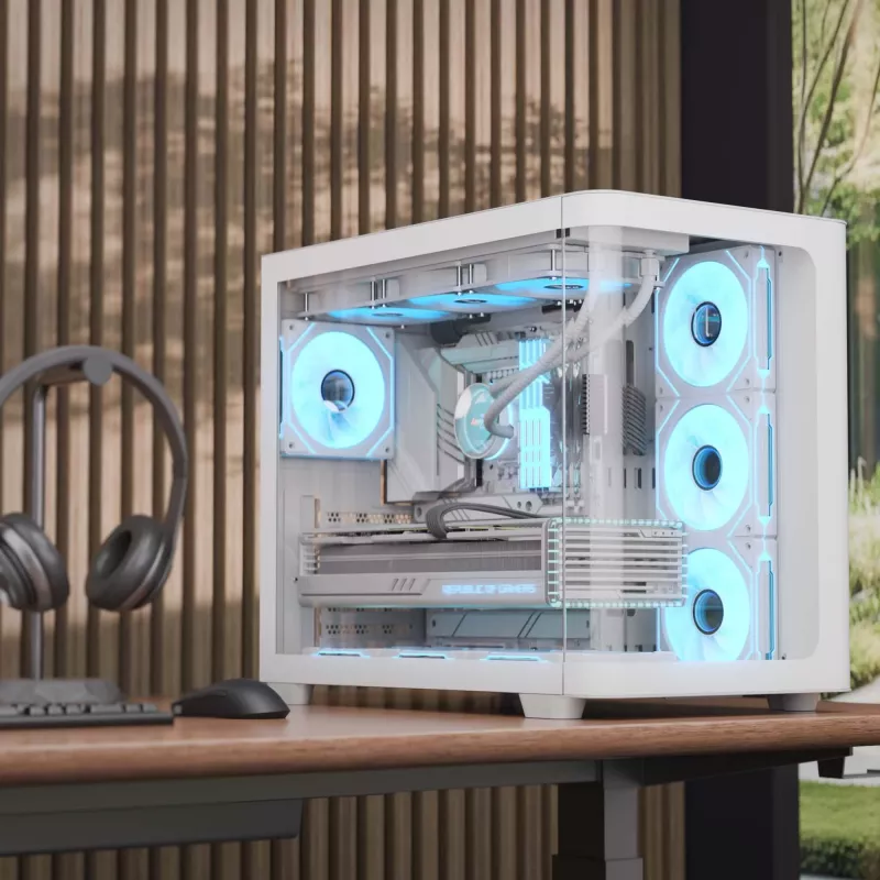 PC Case Aerocool P500C Midi Tower White ATX Side PSU 3x120mm Fans