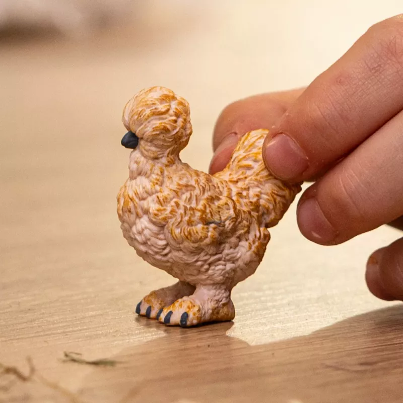 Figure Schleich Silkie Chicken model 14891 — farm animal figurine, multicolour, for ages 3+