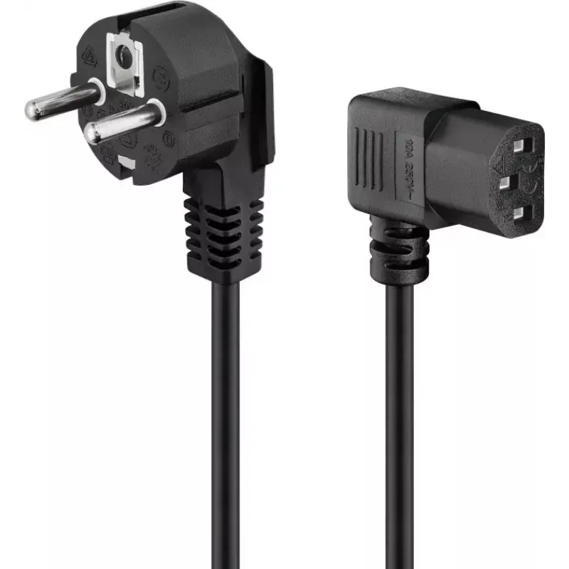 Goobay Angled IEC Cord 5m Black Power Plug Type F IEC C13
