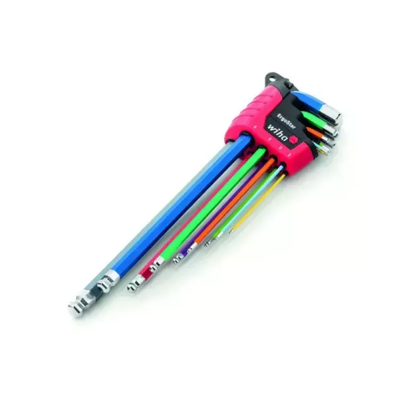 L-shaped hex key set Wiha 43849 Metric 9 pcs long arm sizes 9.1-11.3 cm