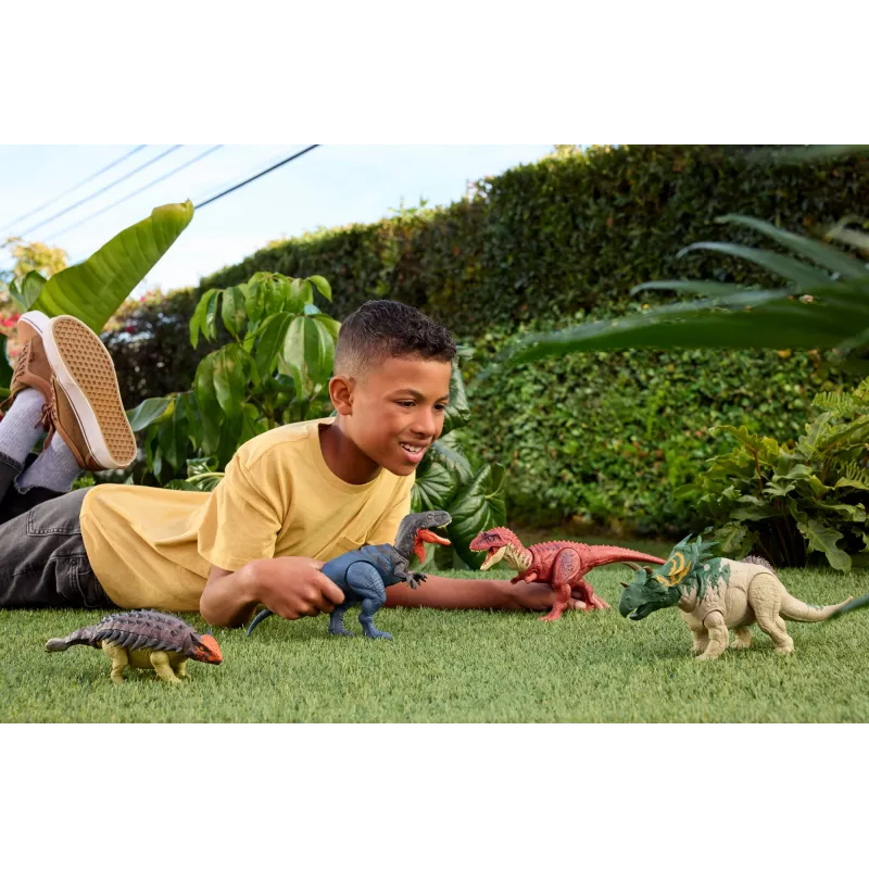 Jurassic World Rebirth Wild Roar Utahraptor Dinosaur Toy, Tail Controlled Attack Chomp & Sound