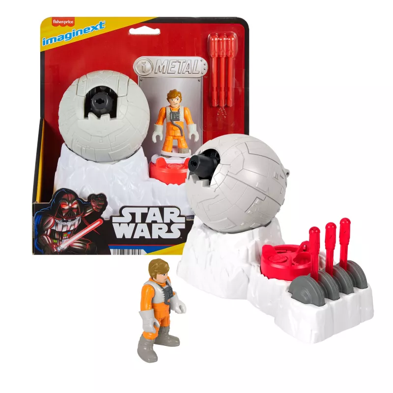 Fisher-Price Imaginext STAR WARS Rebel Base Cannon Toy with Luke Skywalker Diecast Character Key, 5 Pieces