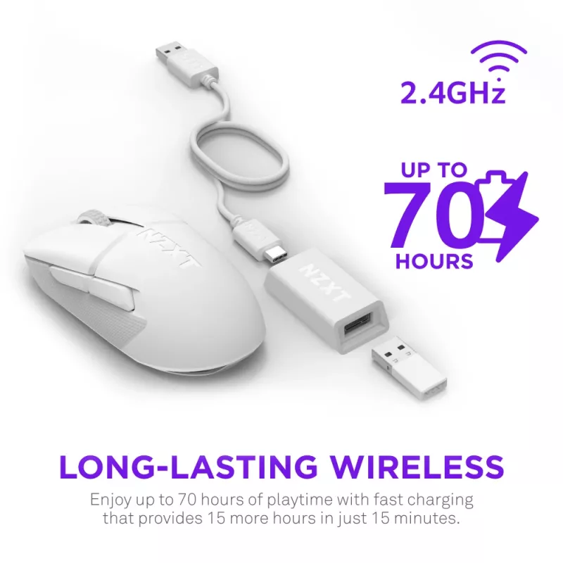 NZXT Lift Elite Wireless Gaming Mouse White