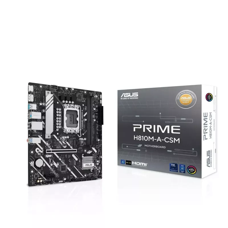 Motherboard ASUS PRIME H810M-A-CSM — Intel H810, LGA 1851, microATX, 2× DDR5 DIMM (up to 128GB), 2× M.2, 4× SATA III, PCIe 4.0
