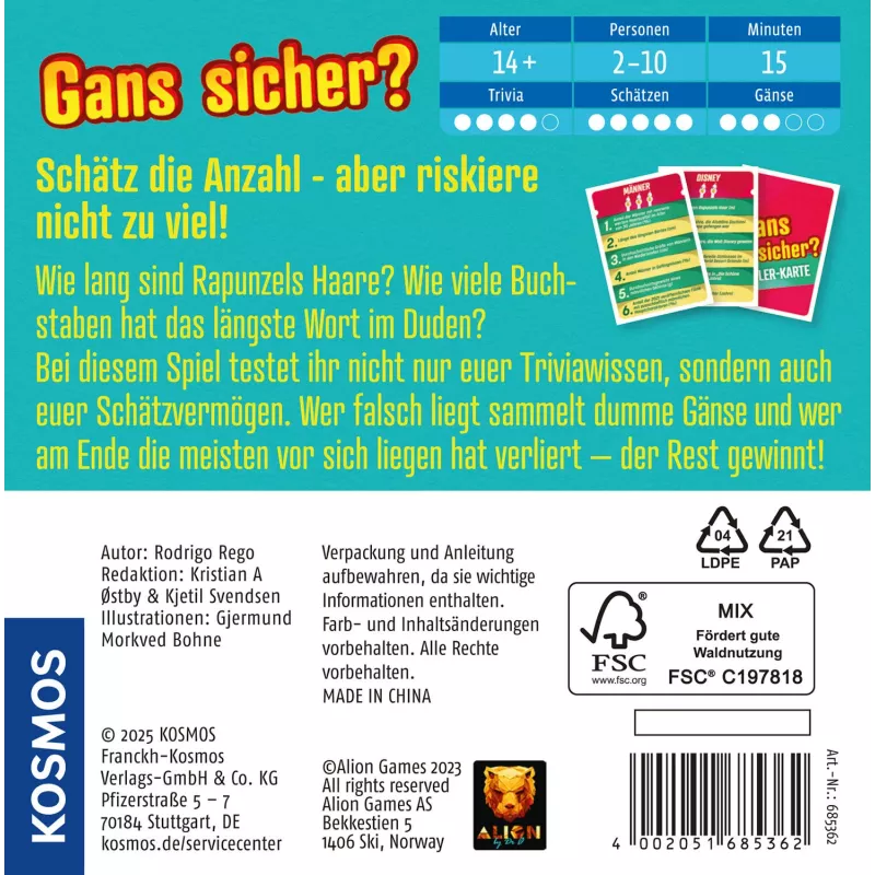 Kosmos 47856223 board/card game 15 min Guessing